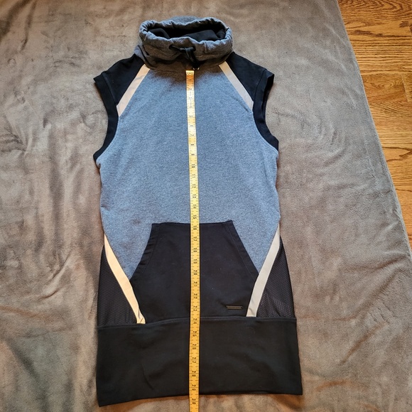 Blanc Noir Charcoal Heather and Black Lock Funnel Neck Sleeveless Hoodie Size S - Picture 4 of 8